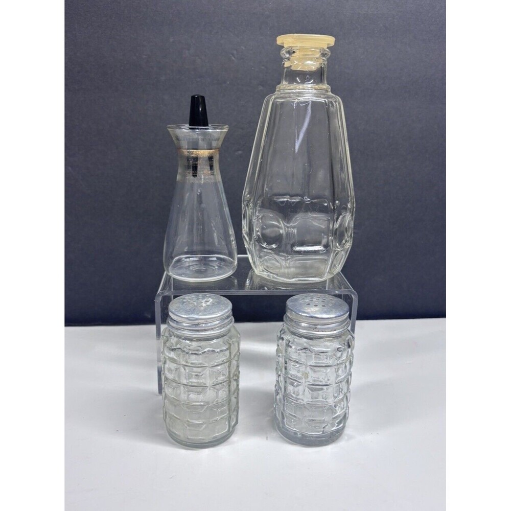 Vintage Glass Salt Pepper Shaker Pyrex Libby of Canada Oil Vinegar Cruet Lot
